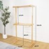 Solid Wood 2 Tier High Towel Rack-Natural