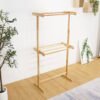 Solid Wood 2 Tier High Towel Rack-Natural