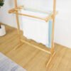 Solid Wood 2 Tier High Towel Rack-Natural