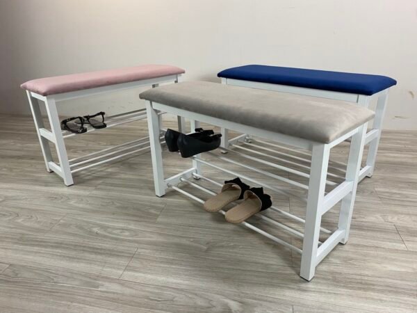 Mix-Color-White-Metal-1.jpg 80CM 2 Tier Storage Shoe Bench-5 Colors