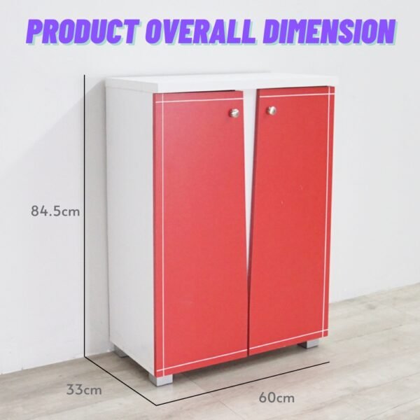 [CLEARANCE] NABILA 2 Door Shoe Rack Cabinet-Red