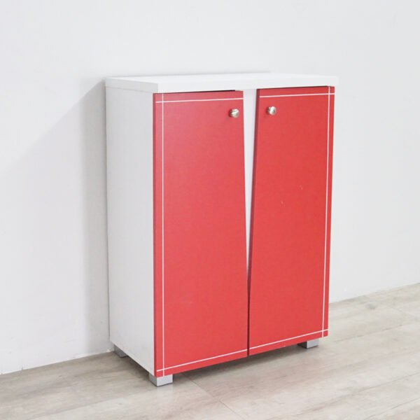 [CLEARANCE] NABILA 2 Door Shoe Rack Cabinet-Red