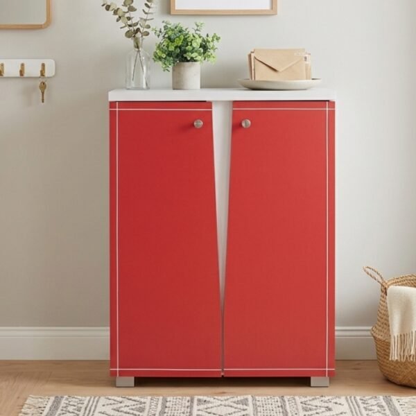 [CLEARANCE] NABILA 2 Door Shoe Rack Cabinet-Red
