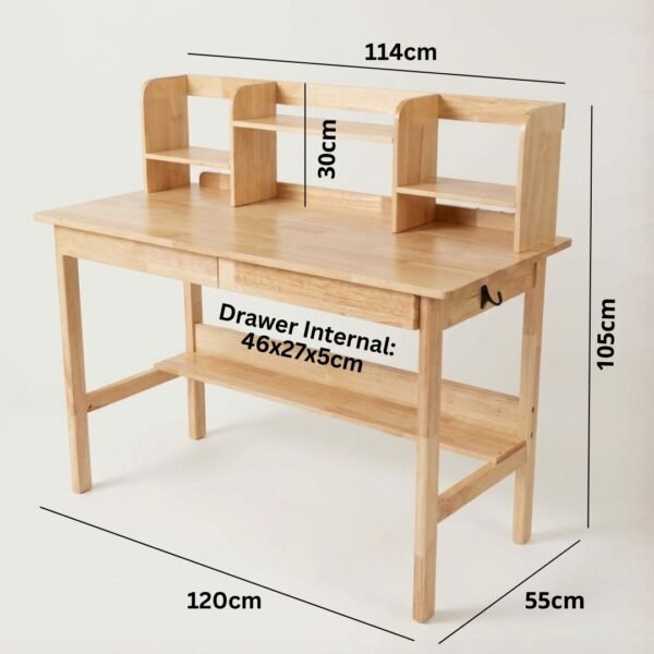 [Package] ODENSE 2 In 1 120cm Wooden Study Desk Set-Natural