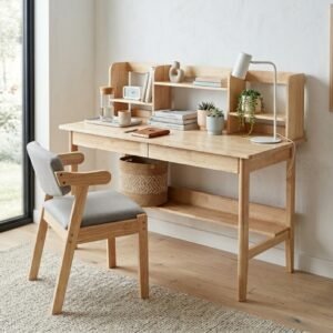 [Package] ODENSE 2 In 1 120cm Wooden Study Desk Set-Natural