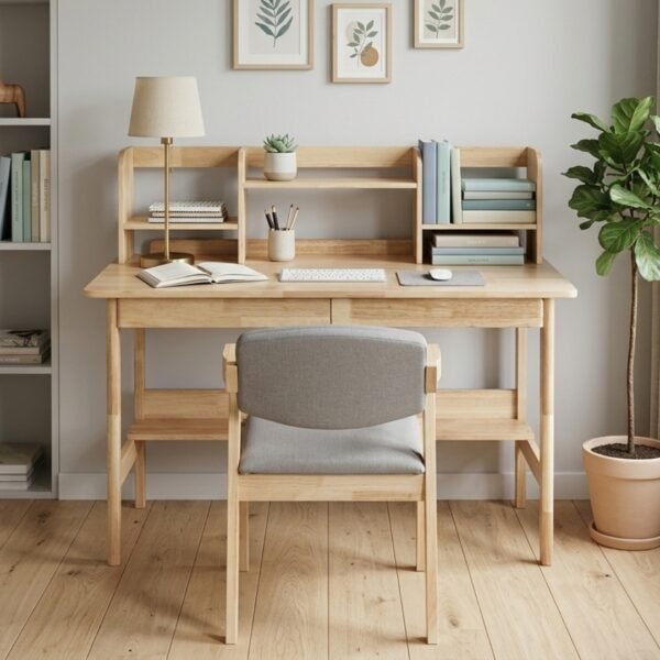[Package] ODENSE 2 In 1 120cm Wooden Study Desk Set-Natural