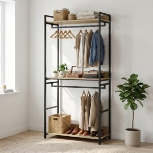 Open Concept Double Layer Garment Rack