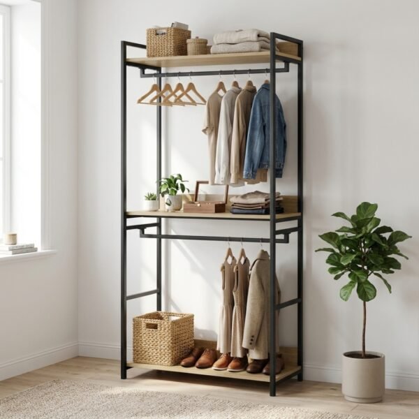 Open Concept Double Layer Garment Rack