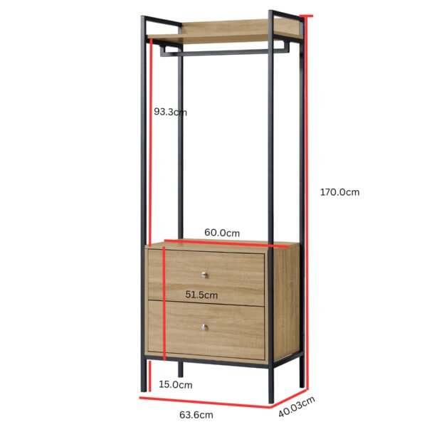 Open Concept Drawer Storage Garment Rack