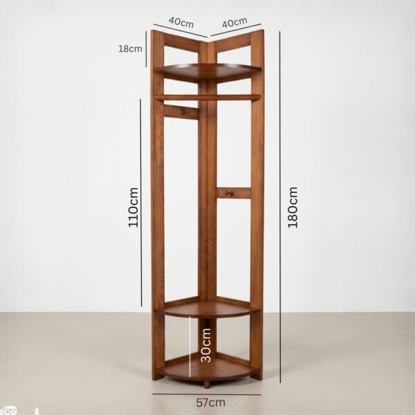 Wooden Corner Garment Rack-Walnut