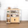 Solid Wood Kitchen Cart Trolley-GREIGE