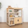 Solid Wood Kitchen Cart Trolley-GREIGE