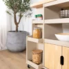 Solid Wood Kitchen Cart Trolley-GREIGE