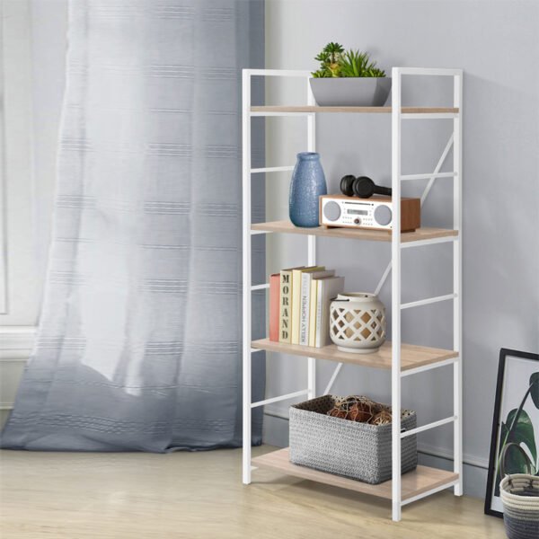 4 Tier Metal Frame Book Shelf-White