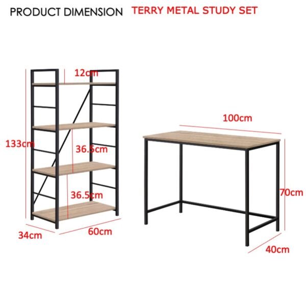 4 Tier Metal Frame Book Shelf-Black