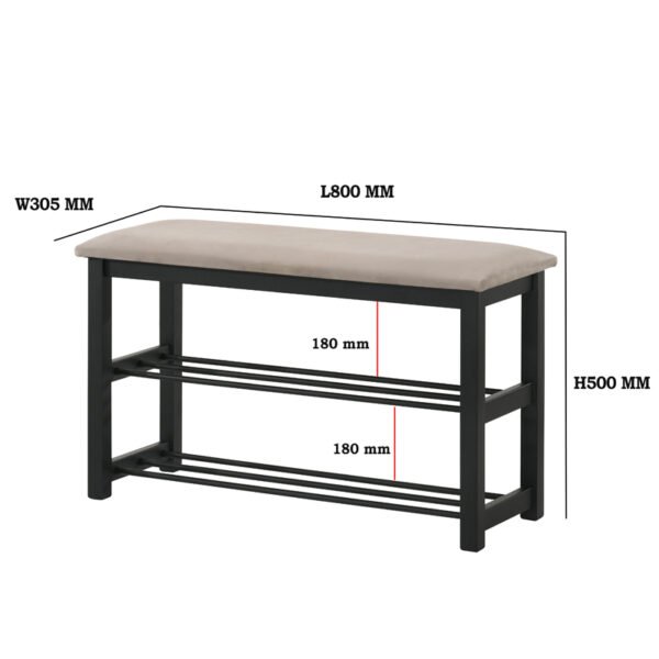 YUPI-SHOE-BENCH-size.jpg 80CM 2 Tier Storage Shoe Bench-5 Colors