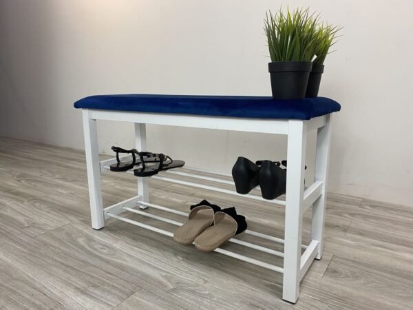 YUPI-SHOE-RACK-WHITE-BLUE-rotated-1.jpg 80CM 2 Tier Storage Shoe Bench-5 Colors
