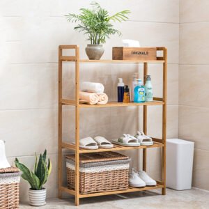 468 Solid Bamboo 4 Tier Storage Rack
