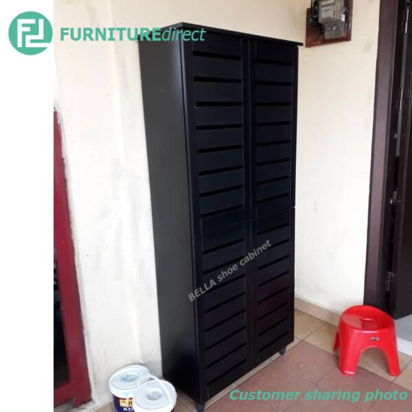 customer-sharing-picture-BELLA-shoe-cabinet-black.jpg 4 Door High Wooden Shoe Cabinet-Black