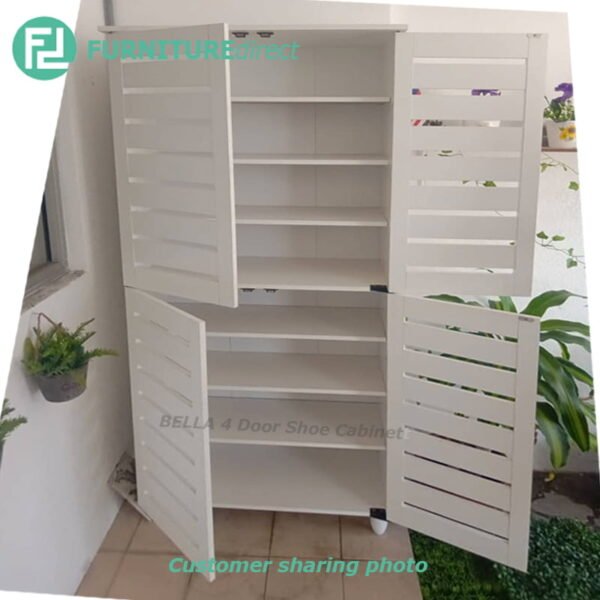 customer-sharing-picture-BELLA-shoe-cabinet-white-2.jpg 4 Door High Wooden Shoe Cabinet-Black