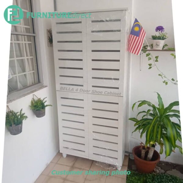 customer-sharing-picture-BELLA-shoe-cabinet-white.jpg 4 Door High Wooden Shoe Cabinet-Black